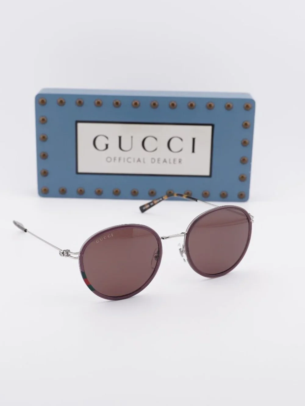 Gucci GG1849S 004 Round Sunglasses - Brown/Silver / Brown